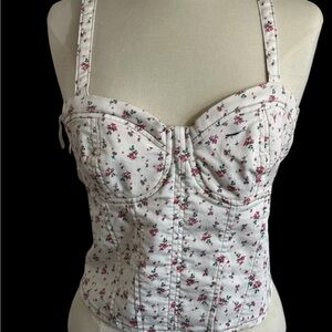 Floral and Striped Bustier Top